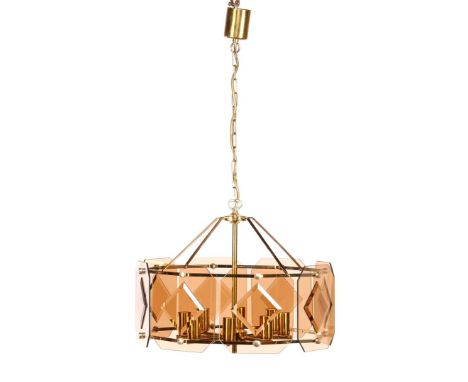 Design 8-light hanging lamp with glass, &amp; nbsp; design Luigi Coloni, Simon Sische, ca.1970, &amp; nbsp; 90 cm high, 50 cm