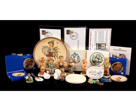 Goebel Hummel various porcelain figurines, (mini) plates and miscellaneous
