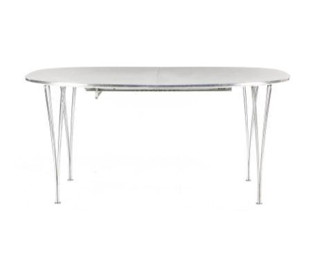Modern dining room table on hairpin legs, design &amp; nbsp; Piet Hein and Bruno Mathsson for &amp; nbsp; Fritz Hansen, &amp;