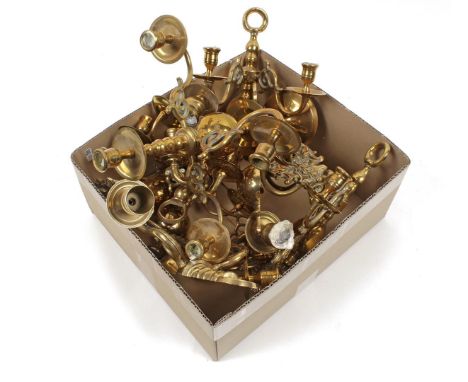 Box with brass 5-light candlestick, 3-light wall sconce, 5x 2-light wall sconce, 2x 1-light wall sconce and 2x edited 1-light