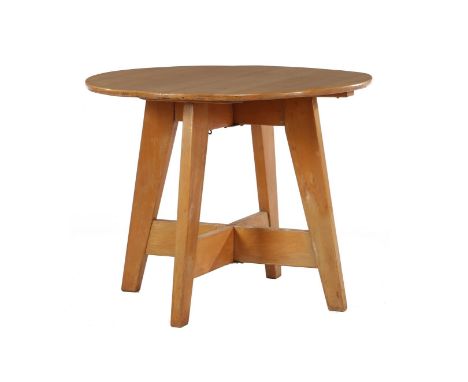 Birch wood folding table, marked System Keizer, 1960s, 55 cm high, top size 70x68 cm