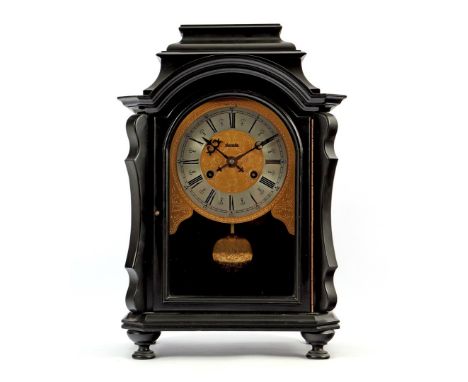 Hermle table clock in black lacquered wooden case 43 cm high
