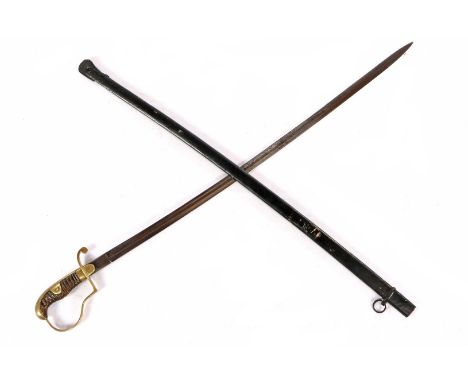 German officer's saber with brass hilt and black painted metal sheath (the mouthpiece is missing) 1st quarter of the 20th cen