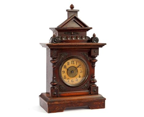 French table clock in walnut case, 36 cm high
