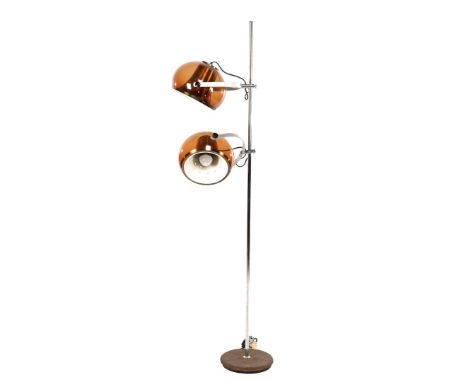 Dijkstra metal 2-light floor lamp with plastic caps, circa 1970, 162 cm high