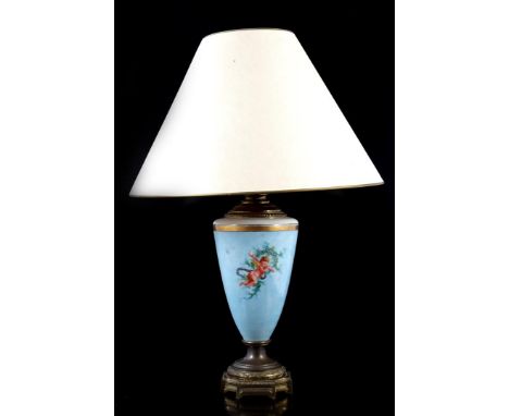 Classic table table lamp made of old opaline oil lamp with puti decor, 75 cm high