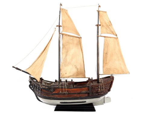 Scale model sailing boat after 17th century model, 80 cm high, 88 cm long