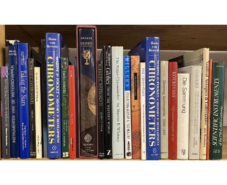 Lot b.u. 26 books on scientific instruments including chronometers, globes, telescopes, compasses