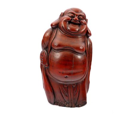 Anonymous, bamboo statue of a laughing Buddha, 30 cm high