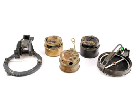 3 brass pocket sextants with address J Pardy Durban, E R Watts and Son London, Elliot Brothers London, Azimuth circle and sur