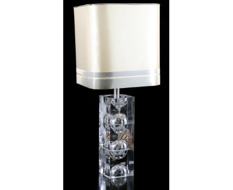 Italian design glass table lamp with plastic shade, presumably 1970s, 71 cm high