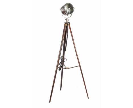 Lamp spot on wooden tripod with compass 178 cm high