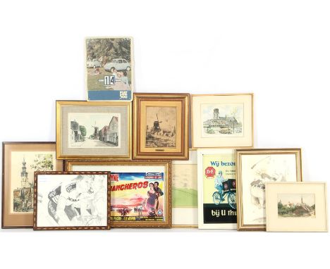 10 various wall decorations, incl. THE billboard after an antique model and various topographical representations, among othe
