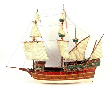 Scale model 3-master after 17th century example, 58 cm high