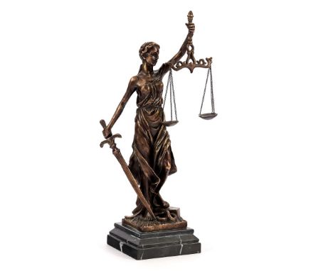 Anonymous, bronze statue of Lady Justice after an antique model, 43 cm high