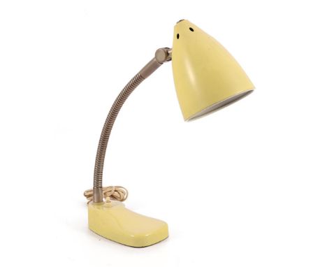 Design H. Busquet for Hala Zeist, yellow metal desk lamp, 1950s, 40 cm high