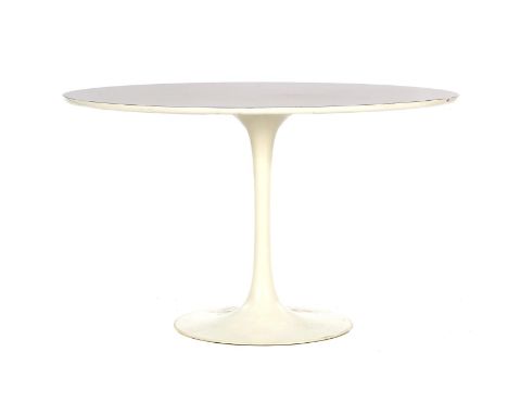 Maurice Burke (1921-2013)White lacquered tulip table on a metal base, design Maurice Burke for Arkana, England 1960s, marked 