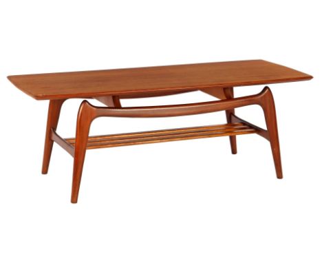 Louis van Teeffelen (1921-1972)Teak coffee table with 3-slat base, design Louis van Teeffelen for WeBe, the Netherlands, 1960