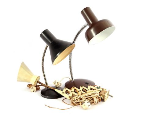 2 &amp; nbsp; colored &amp; nbsp; metal 60's desk lamps and scissor lamp