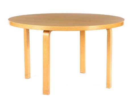 Alvar Aalto (1898-1976)Birch dining room table standing on curved legs, design Alvar Aalto for Artek, model 91, Finland 1950s