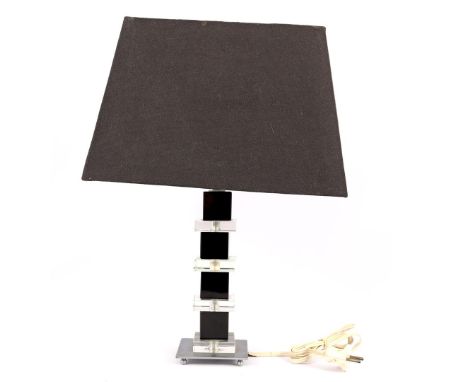 Modern glass table table lamp base on metal base and upholstered shade, designer unknown &amp; nbsp; 47 cm high
