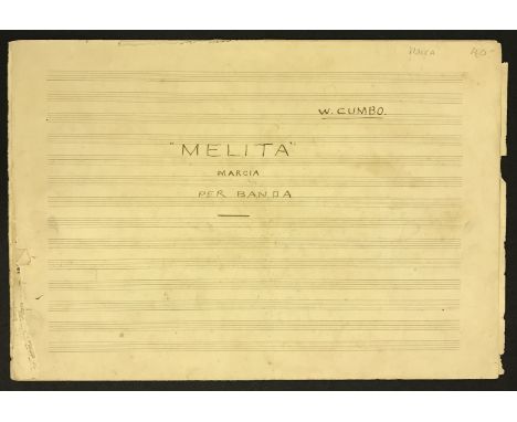 MUSIC MANUSCRIPT W. CUMBO MELITA MARCIA