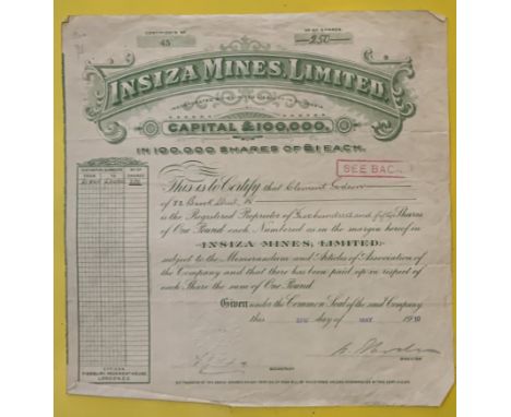 INSIZA SHARE CERTIFICATE