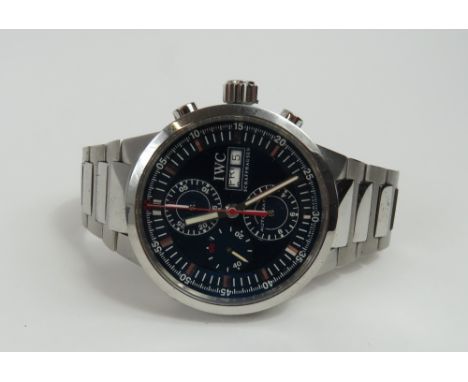 International Watch Co (IWC) - a gentleman's Schaffhausen Rattrapante pilot's automatic wristwatch, the round blue dial with 
