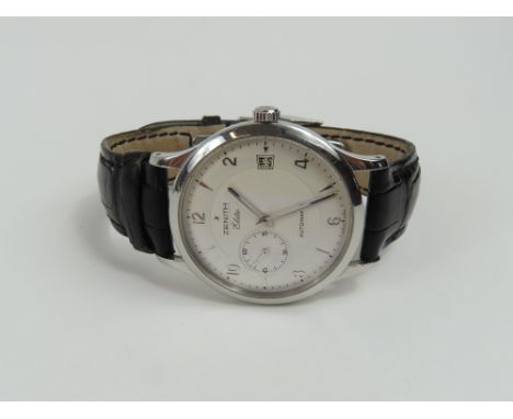 Zenith - a gentleman's Elite automatic wristwatch, the round off white dial with a textured centre, silver dart markers and A