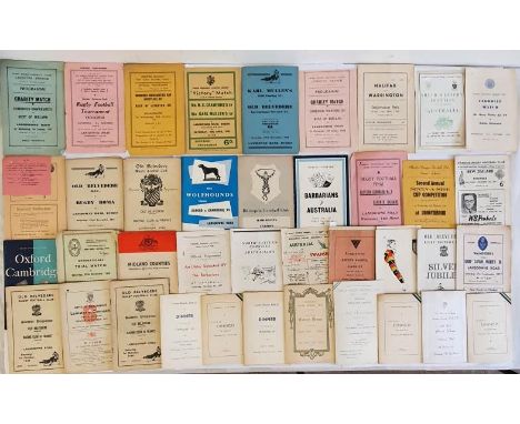 A selection of Irish Rugby Programmes 1940s – 1950s, some signed, c.36 plus celebratory dinners etc.