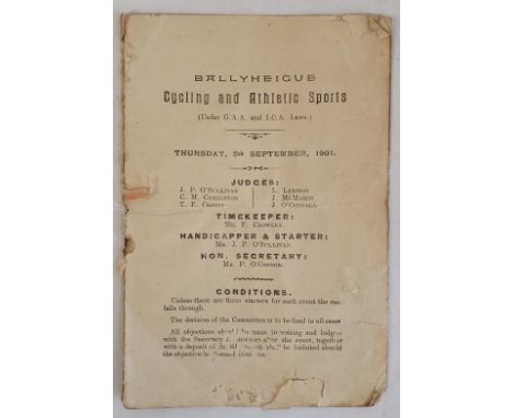 Ballyheigue (Co. Kerry), Cycling And Athletic Sports (Under G.A.A. and I.C.A. Laws). Thursday, 5th September, 1901. Includes 