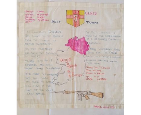 Republican Prison Art 1972 - Óglaigh na hÉireann by former Republican prisoner, Davy Clinton. Depicting Ireland and Ulaid (Ul