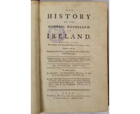 Temple John. The History of the General Rebellion in Ireland. Rare Cork printing by Phineas and George Bagnell 1766. Full cal