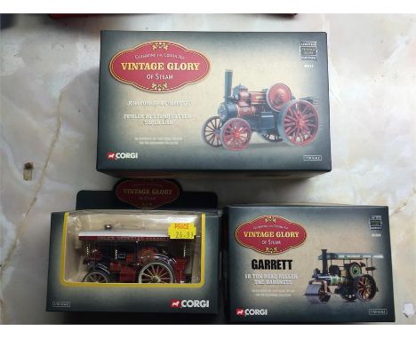 Three Vintage Glory of Steam 1:50 scale models 80303, The Baroness, and Super Lion Fowler B6