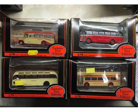 Four 1:76 scale buses by Exclusive First Editions