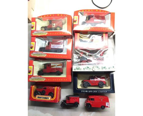 Ten Post Office van scale models. Eight boxed and two loose.