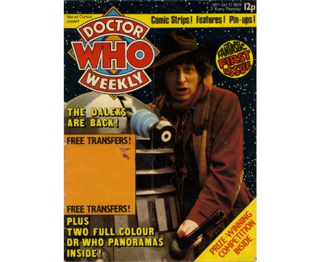 [DOCTOR WHO]: Small selection of unsigned printed ephemera relating to Doctor Who including Marvel Comics Doctor Who Weekly, 