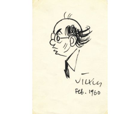 VICKY: (1913-1966) Vitcor Weisz. German-British Political Cartoonist. An original signed black pen and ink sketch of by Vicky