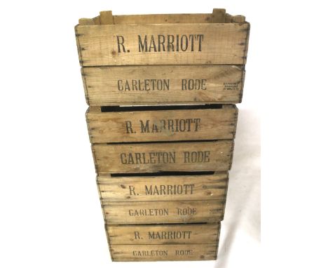 Four Kent apple boxes marked R Marriot
