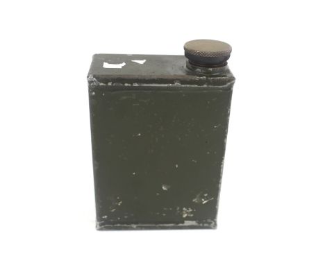 Automobilia - a small vintage oil tin. With brass stopper and brush, L7.5cm x D4cm x H10cm