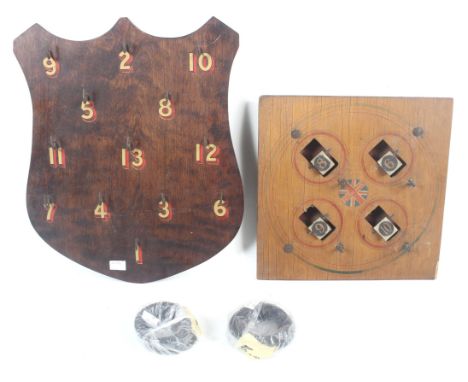 Two vintage ring board quoits wall mounted games. Including 'Revolvo'