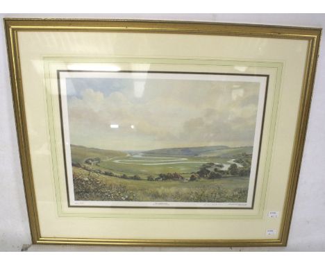 Susan Jackman - signed limited edition print 'The Cuckmere, Sussex'. No 155/850. Framed and glazed. 45cm x 33cm