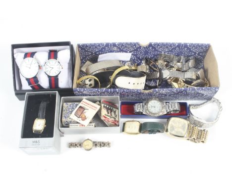 A collection of vintage lady's and gentleman's wrist and bracelet watches. Two stainless steel watch bracelets; together with