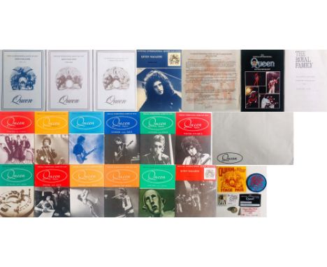 QUEEN FAN CLUB MATERIALS. Collection of Fan Club materials to include: sixteen newsletters, a programme for the 1989 'Royal F