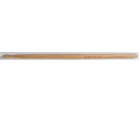 ROGER TAYLOR PARIS 1979 DRUMSTICK. A Roger Taylor embossed drumstick, used for the Paris 1979 concerts - 27th February - 1st 