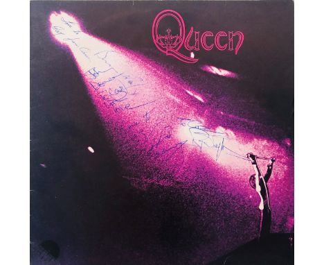 SIGNED QUEEN LP. A copy of Queen - Queen (EMC 3006, Ex/VG+ some ringwear to sleeve, creasing) signed artfully to lighter area