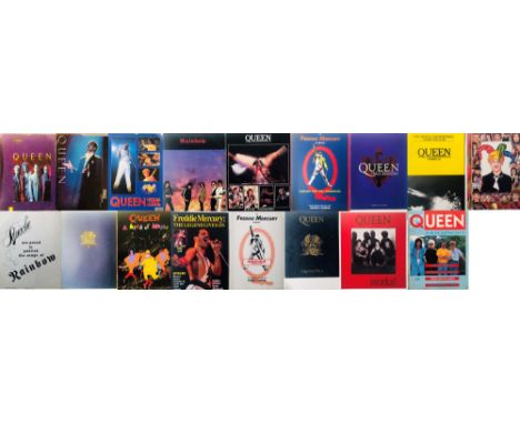 QUEEN PROGRAMMES INC BRIAN MAY SIGNED. Fourteen assorted pieces of Queen and related memorabilia to include: a Rainbow progra