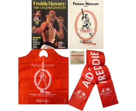 FREDDIE MERCURY TRIBUTE. Collection of memorabilia relating to the Freddie Mercury tribute concert to include: Wembley progra