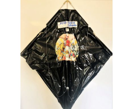 QUEEN 1976 PROMOTIONAL KITE. A 1976 kite in black vinyl printed with band logo, in original polythene tube with lines, tails 