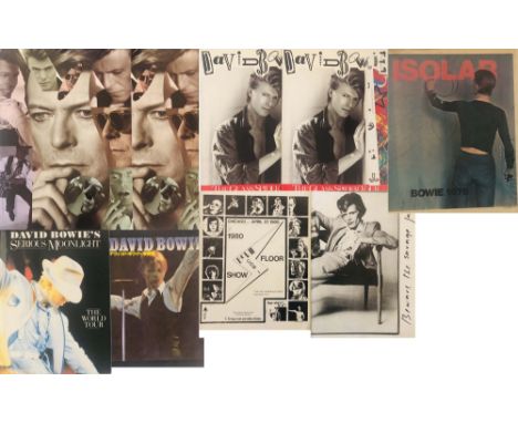DAVID BOWIE PROGRAMMES. Nine assorted programmes/books to include: a circa early 1980s (possibly 1983) Japanese programme for